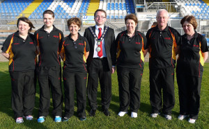 Newry City AFC Special Olympic Coaches pictured with Lord Mayor Daire Hughes